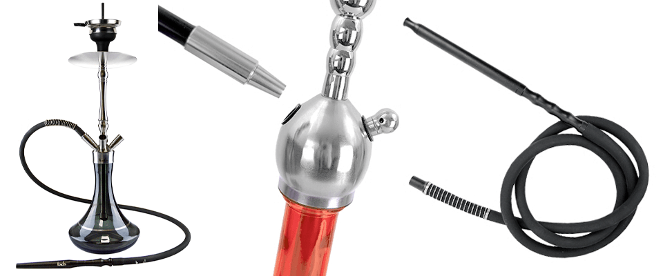 Moderné vodné fajky Aladin používajú praktické spoje a silikónové hadice.